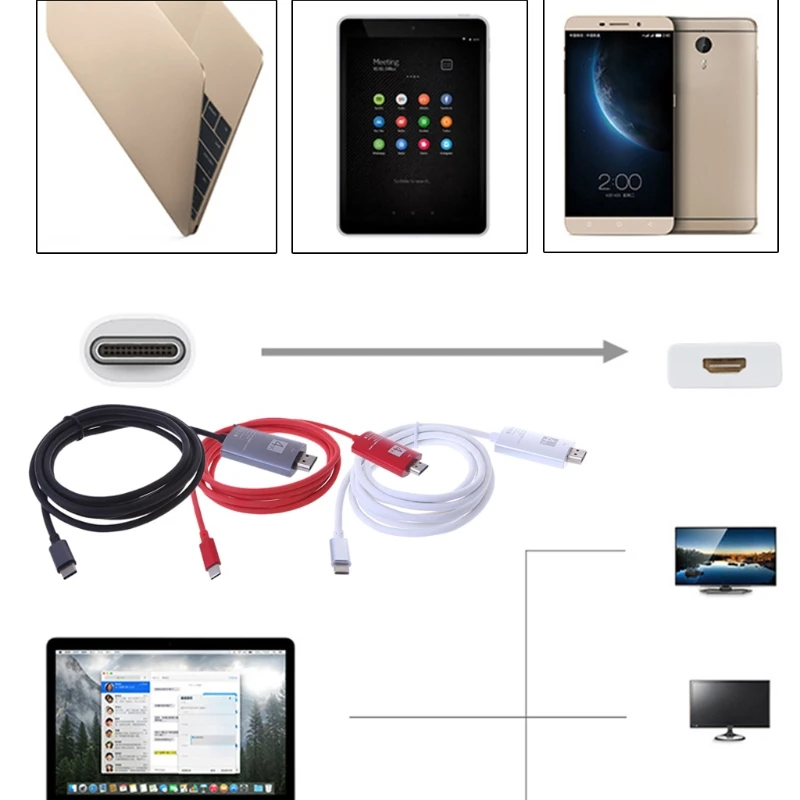 USB 3,1 type C к HDMI Кабель-адаптер 4K для телефона планшета HDTV проектор монитор D08A