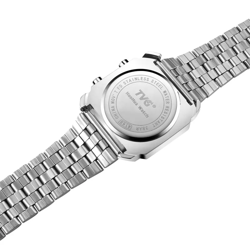 TVG мужские спортивные часы модные квадратные часы мужские компас походные часы наручные для горного туризма полностью стальной водонепроницаемый светодиодный часы