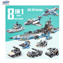 Xingbao 13001, 8 в 1, строительные блоки, Детская развивающая модель, кирпичи, игрушки, серия военной армии, супер космический военный корабль для мальчиков