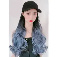 Модная женская бейсбольная шляпа с длинной большой волнистой высокой температуры волокна парик 95AB
