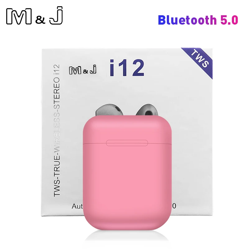 Pink Dro pshipping i12 TWS Bluetooth 5,0 беспроводные наушники двойные звонки стерео умные сенсорные наушники для iPhone Pk I10 I9s наушники - Цвет: Pink