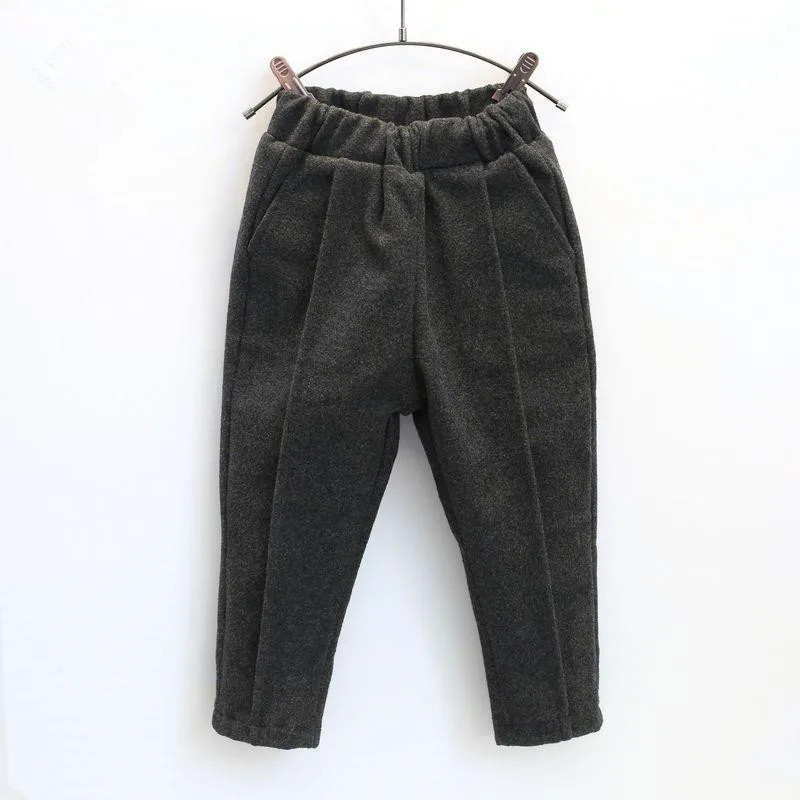 

Childrenswear Men And Women Children Pants Versatile Woolen Brushed And Thick Casual Pants Trousers 19 Winter New 3-8-Year-Old