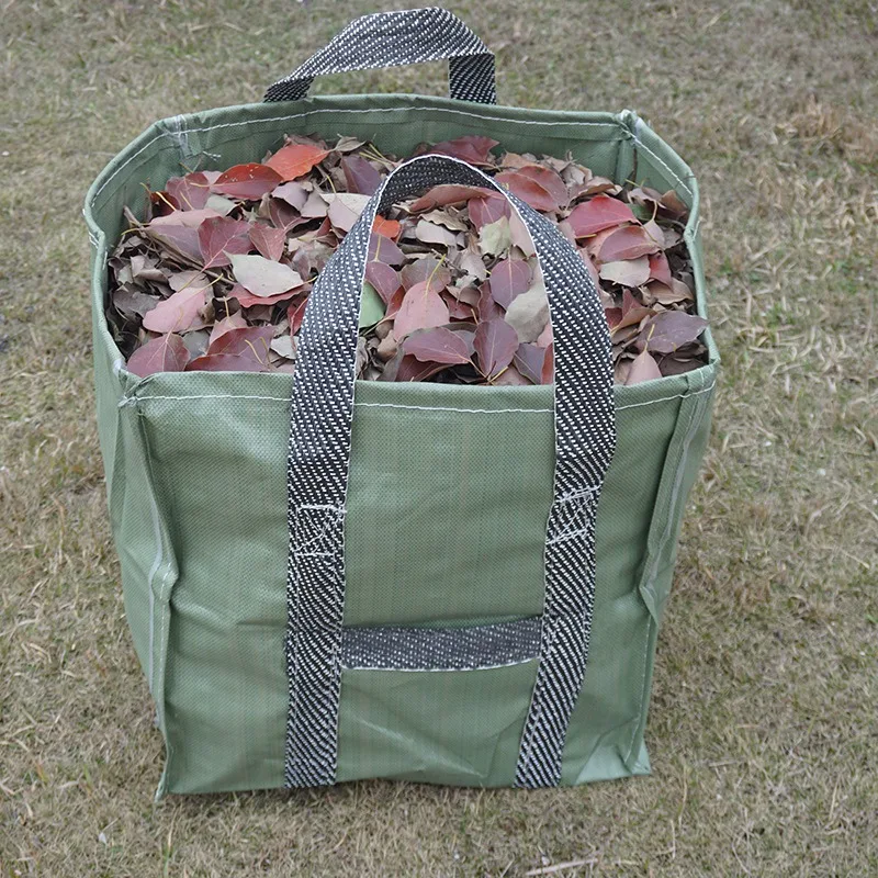 Garden Lawn Leaf Bags Yard Waste Bag Clean Up Tarp Container Tote Gardening Trash Reusable Heavy Duty PP Fabric