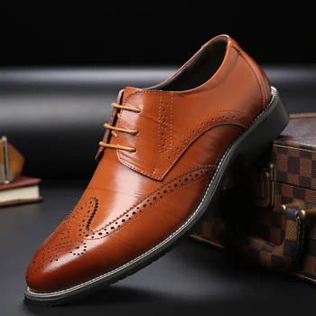 

Men Dress Shoes Man Bullock Business Shoes Big Size Casual Leather lace-up Male Increased Formal Shoes Dress Shoes Nice New