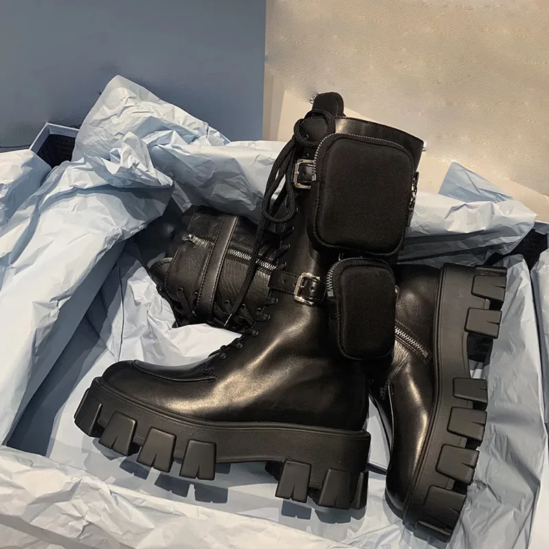 largas y hebilla para mujer, botines medianos de fondo grueso, con diseño de pastel pino británico, 2019 - AliExpress Calzado