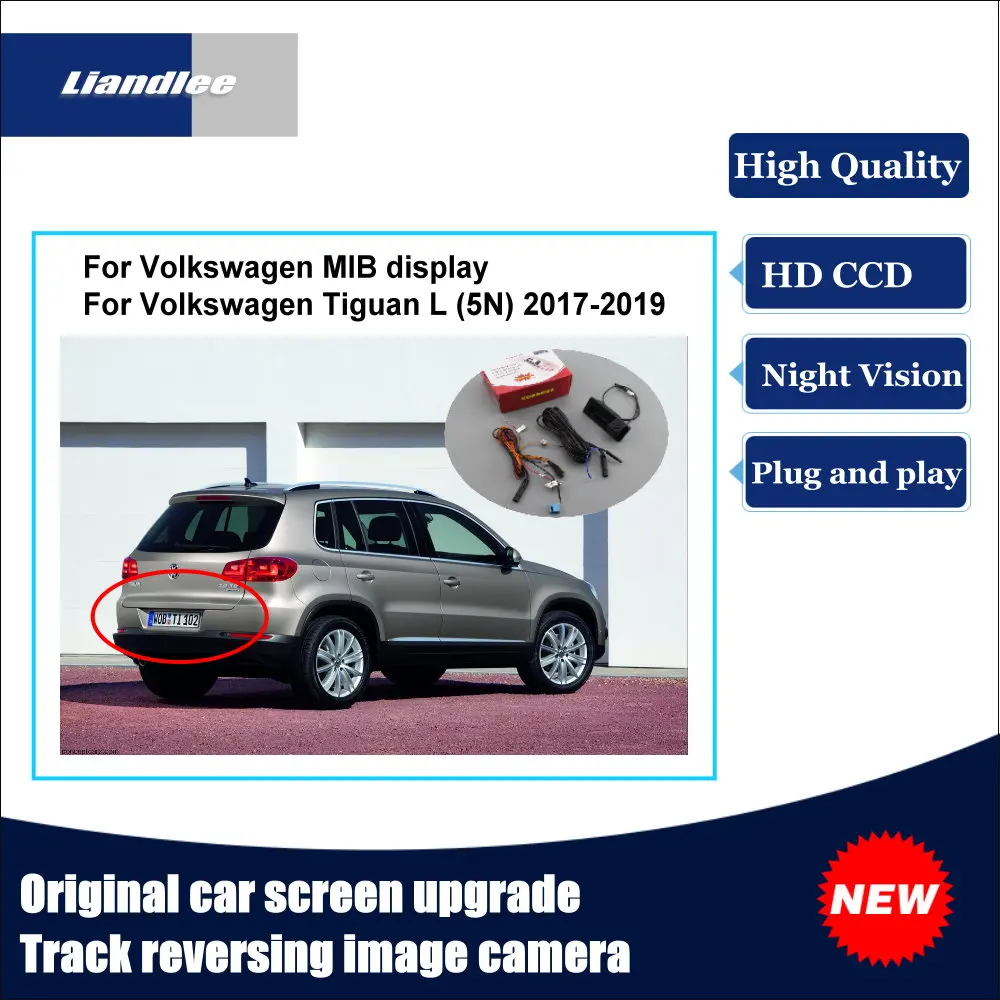 Liandlee автомобильный трек Ручка камера для Volkswagen VW Tiguan L 5N автомобильный экран обновление камеры заднего хода вилка