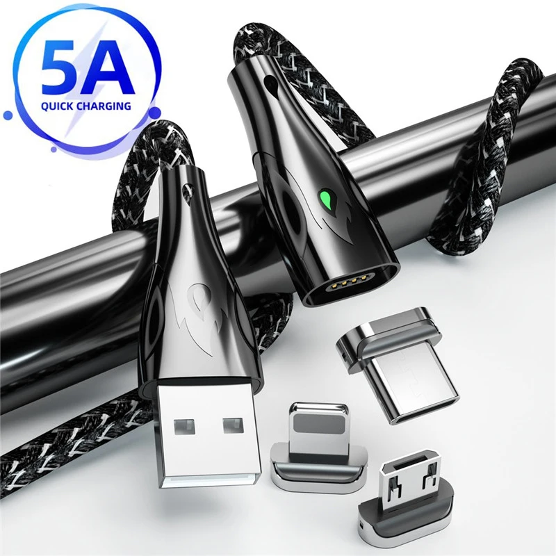5A Magnetic Cable Micro USB Type C Super Fast Charging For iPhone Samsung Huawei Phone Charger Wire Quick Charge Data Cord | Мобильные