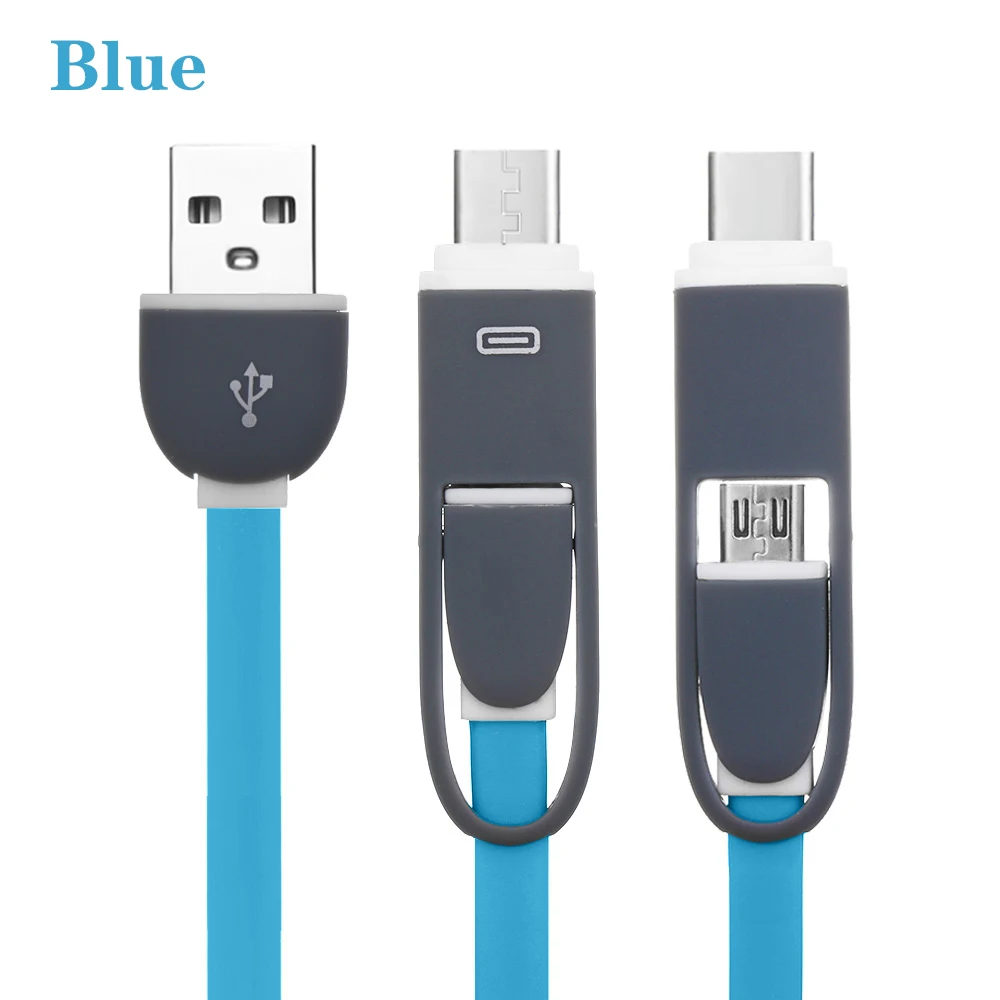 Blue USB 3,1 type-C к Micro USB конвертер 2 в 1 зарядный шнур USB адаптер линия передачи данных телефон зарядное устройство кабель аксессуары для смартфонов - Цвет: Blue