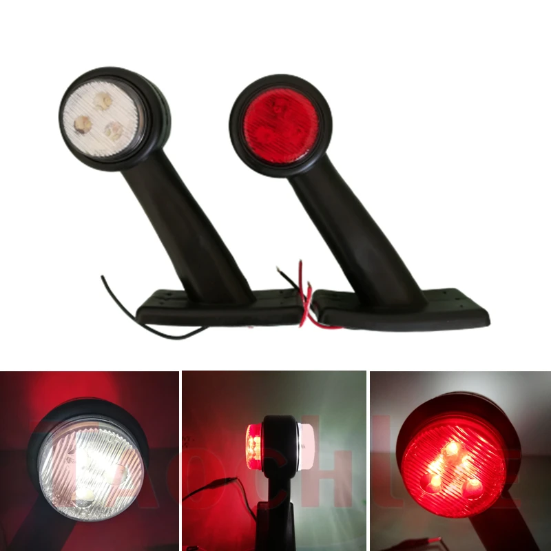 2Pcs 12V 24V Truck Trailer Tractor LED Position Lights Red White Side