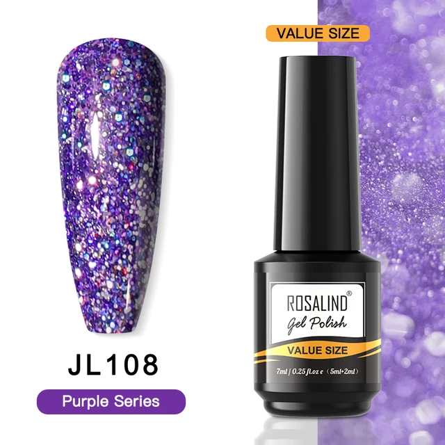 ROSALIND 7ml Gel Polish Semi Permanent Nails Gel Polish Soak Off UV LED Base Top Coat Vernis Nail Art Glitter Gel Varnish RAI-JL108