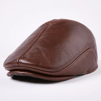 

Brim Hat Full-grain Cow Leather Cow Leather Hat Men Cow Leather Hat Fashion Cap Forward Cap Autumn & Winter