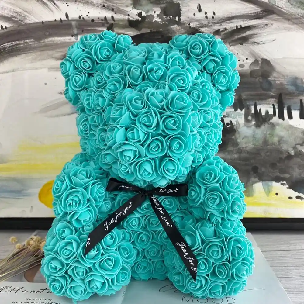 rose teddy bear blue