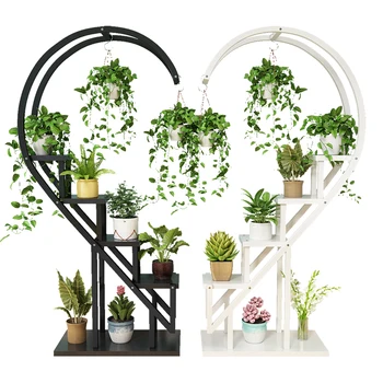 

Living Room Home Shelves Multi-storey Indoor Special Balcony Wrought Iron Round Shelves Decorated with Green Dill Garland