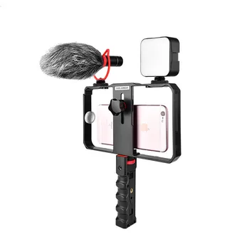 

Smartphone Video Rig Handhold Stabilizer Mini LED Video Light Photography Lighting Cold Shoe for iPhone Samsung Huawei Vlogging