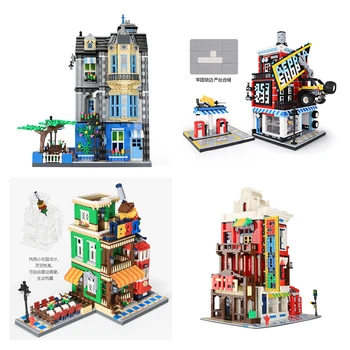 

DHL The Garden Coffee House Auto repair shop Building Blocks Corner Store BBQ Restaurant City Architecture Street Model Toys