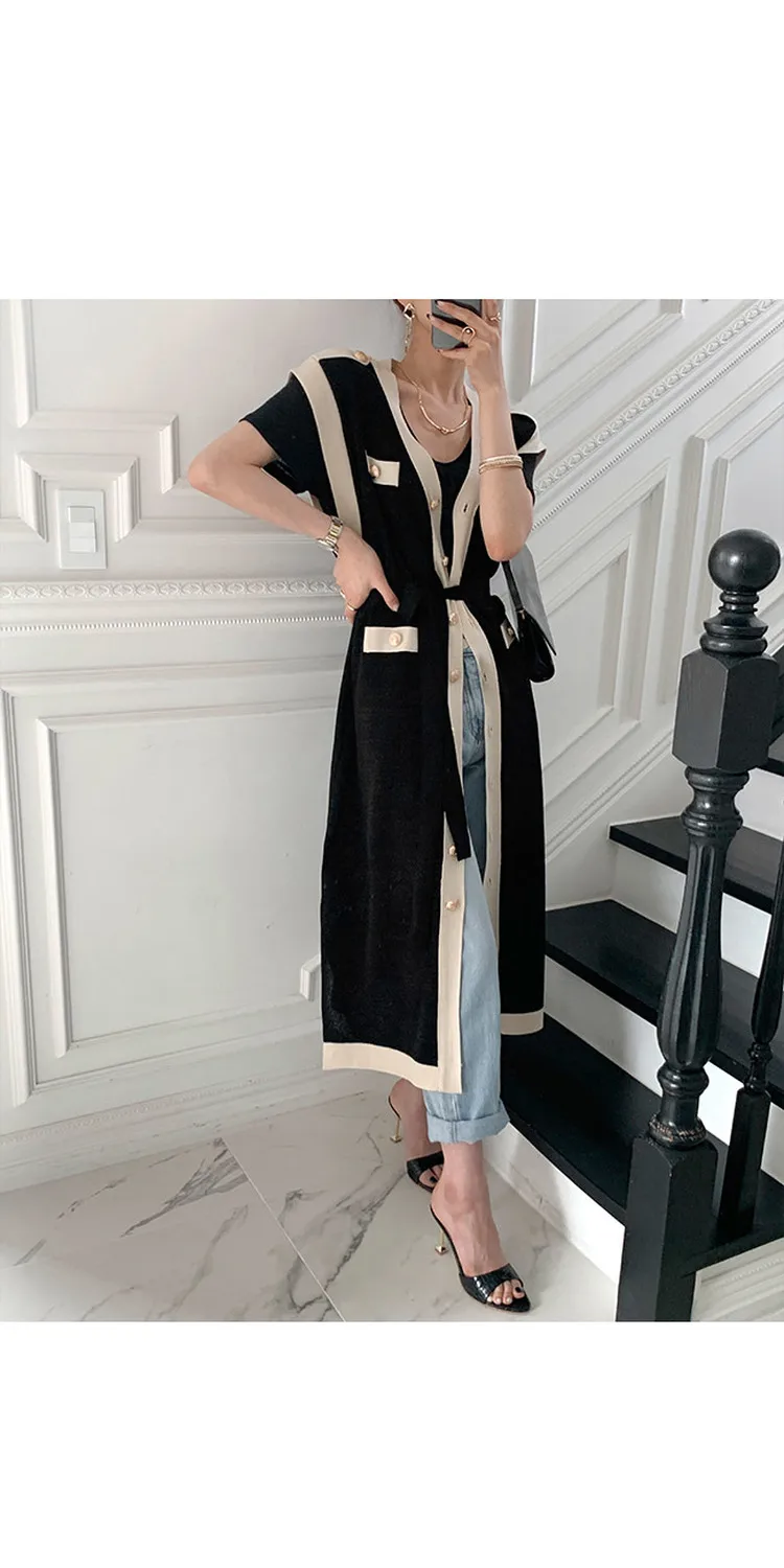 New Summer Sweater Women Dress Sleeveless Sweaters Knitted Dresses Womens Long Loose Maxi Oversize Knitting Robe Vestido
