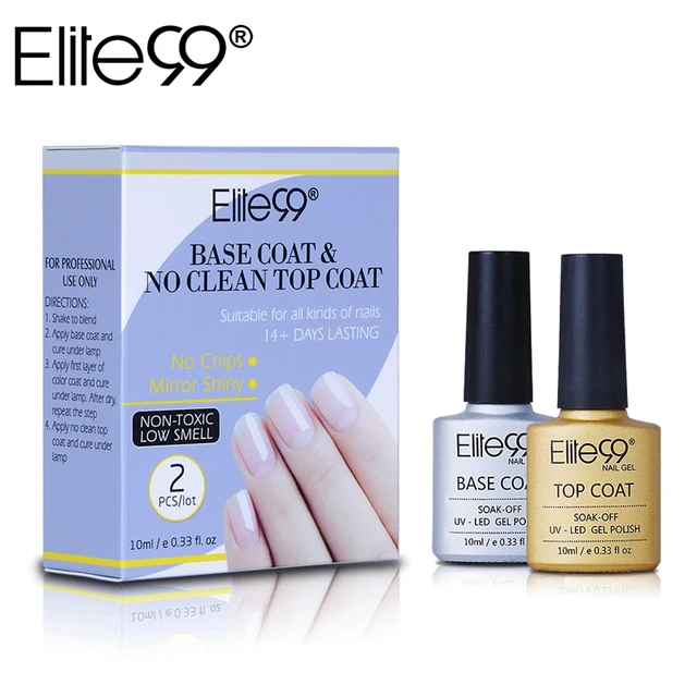 Elite99 Langlebige Kein Reinigen Top Mantel Basis Mantel UV Gel Nagellack Glänzend Sealer Maniküre Set Tränken weg Top basis Nagel Primer 10ml