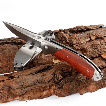 

New 58HRC Folding Knife 7CR18MOV Blade Wood Handle Sharp Camping Knives Survival Tactical Hunting Knife EDC Tools Pocket Knives