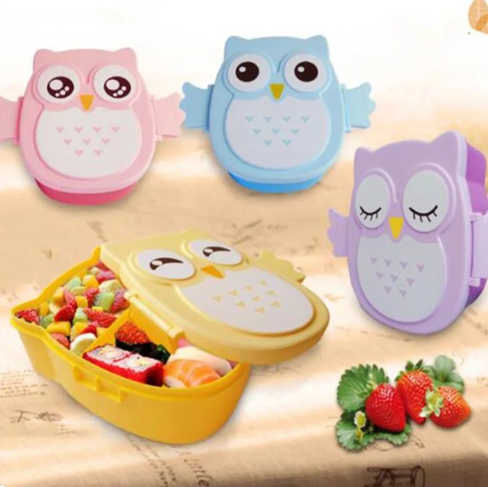 

Cartoon Owl Portable Bento Box Food Container Storage Box Kids Student Lunch Box SuShi Fruit Container With Compartments Case