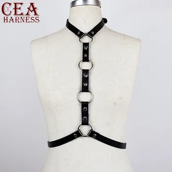 

CEA.HARNESS Sexy Leather Harness Chain Belt For Women Wedding Garter Pentagram Pastel Goth Ceinture Femme Jartiyer Sexy Bondage