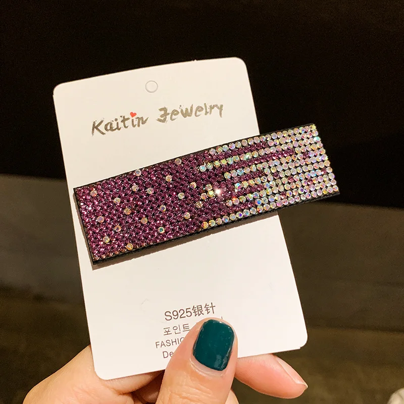 9 цветов заколка для волос с кристаллами аксессуары для волос головной убор дамские Стразы BB зажим цветной боковой зажим Шпилька Свадебные аксессуары для волос - Окраска металла: Dark pink