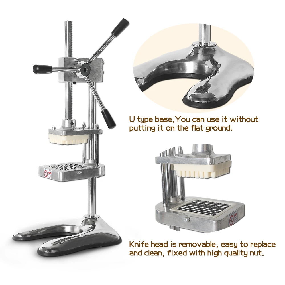 ITOP Potato Chip Slicers Stainless Steel Vertical French Fries Cutter Machine Food Processor With 3 Pcs Blades MH003