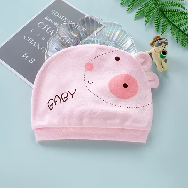 Four Seasons Kids Newborn Baby Hats 100% Cotton Cap 40 Color Cartoon Cute Printed Hat Suitable for 0-12 Months Baby Accessories Bunny  pink