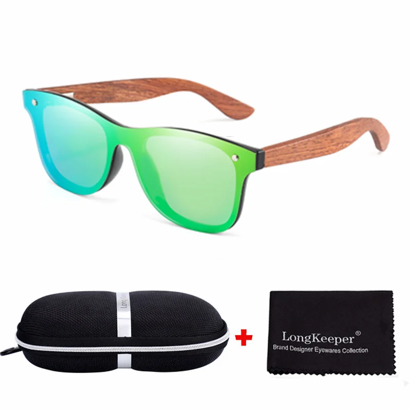 Longkeperer натуральные деревянные солнечные очки мужские поляризованные Модные солнцезащитные очки оригинальные деревянные Oculos de sol masculino UV400 С подарочной коробкой - Цвет линз: Green