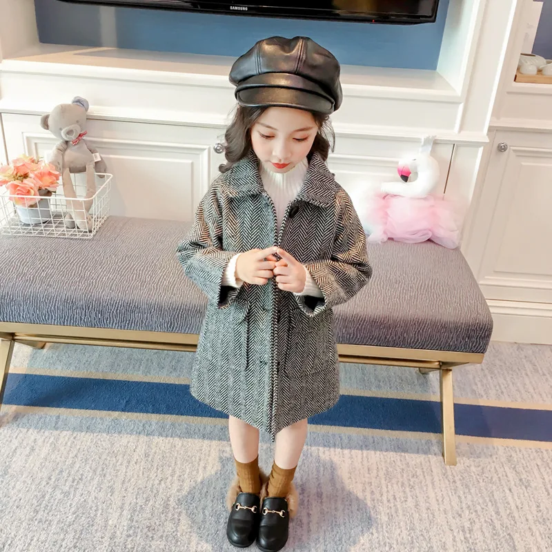 

Girls' Wool Coat Childrenswear Children 2019 Autumn And Winter New Style Korean-style Single Breasted Padded Woolen Jacket Fashi