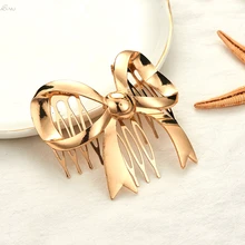 AOMU, новинка, винтажный бант золотого цвета, расчески для волос для женщин, женский милый бант, заколка для волос, аксессуары для волос, ювелирные изделия
