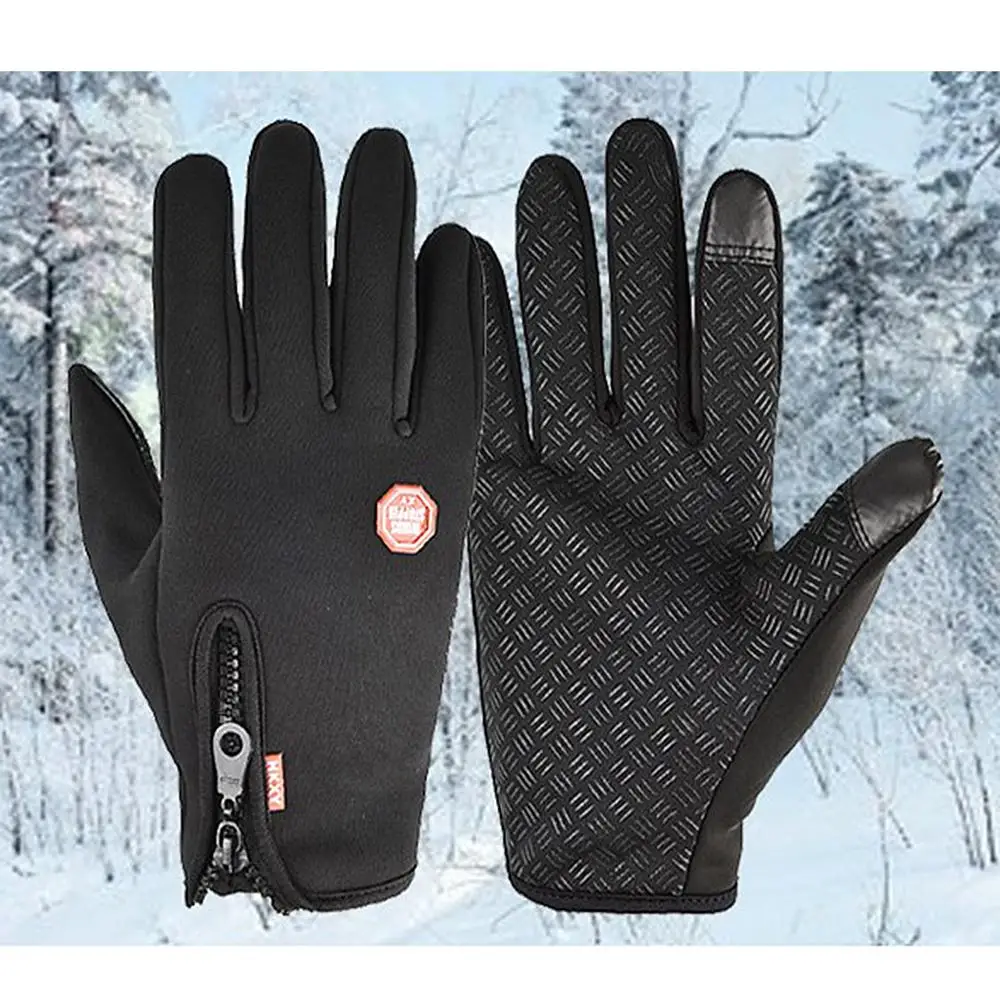 Mens Winter Warm Gloves Windproof Thermal Touch Screen Ski Riding Bike Gloves 