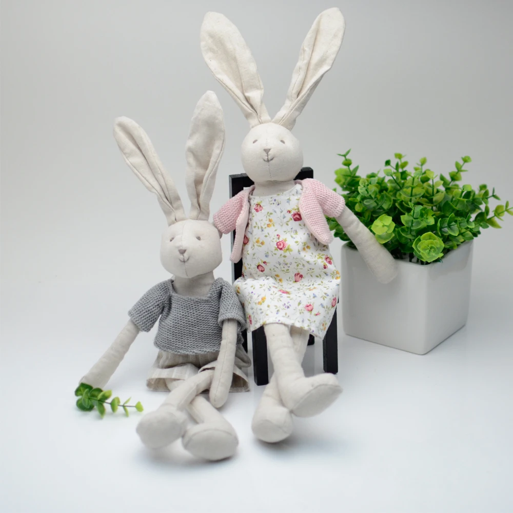 Роскошная плюшевая игрушка в цветочном платье с плюшевым Кроликом, прекрасный подарок для детей, хлопковая кукла, розовый кролик, мягкие игрушки для девочек