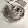 Écharpe en lin de couleur unie pour femmes, turban hijab