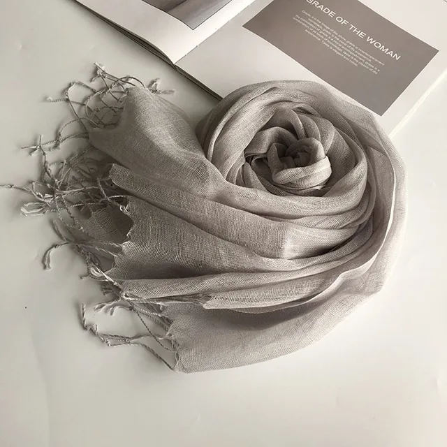 Écharpe en lin de couleur unie pour femmes, turban hijab