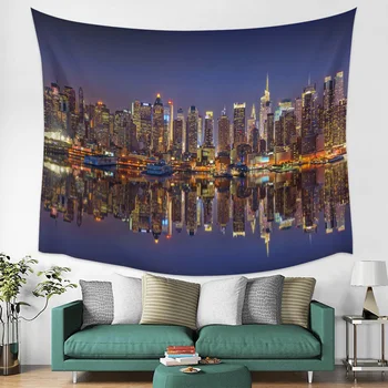 

Building City Modern Reflection Scenery Wall Tapestry Cover Beach Towel Picnic Yoga Mat Home Decoration