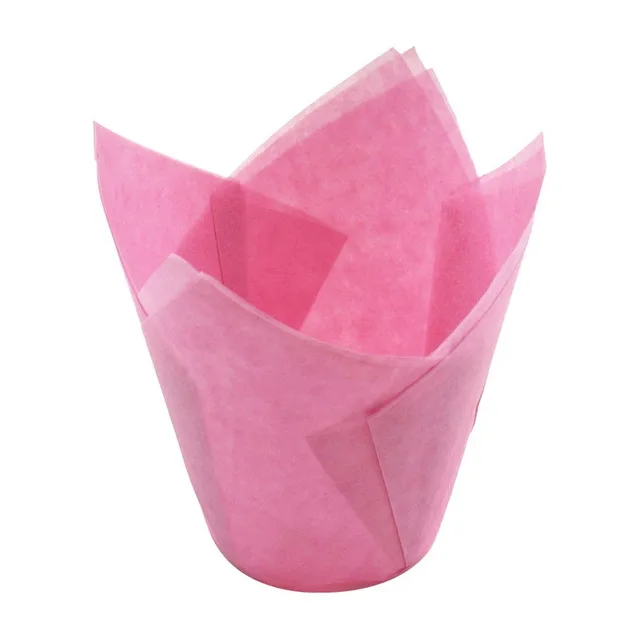 Hoomall 50 шт./компл. одноразовая тюльпановая Цветочная шоколадная обертка для кексов Выпечки Кондитерская бумага для маффинов линейная форма бумажный инструмент для украшения торта - Цвет: pink