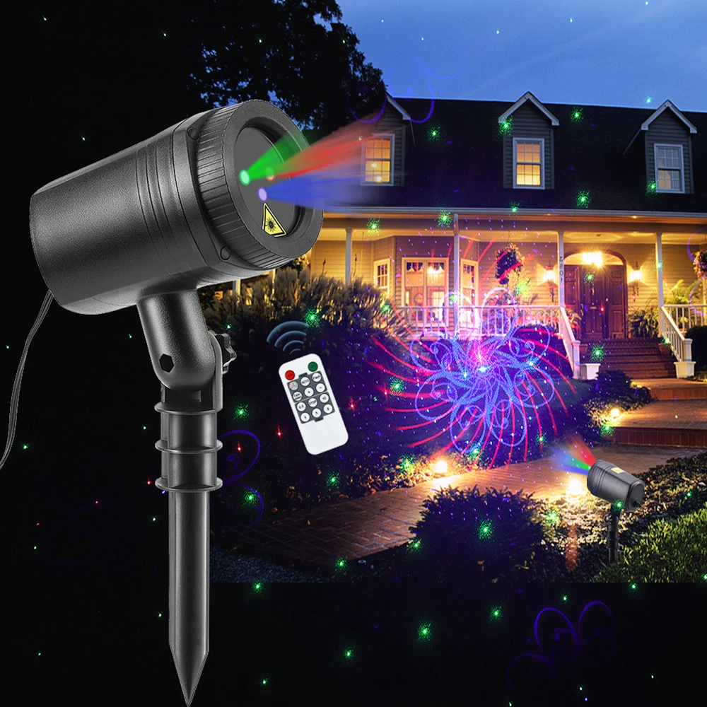 Christmas Stars laser light shower 32 Patterns projector effect Remote moving waterproof Outdoor Garden Xmas decorative lawn
