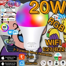 E27 20W RGBW Smart LED Bulb Spot Light RGB LED Colorful Dimmable Wifi Bluetooth/IR Remote Control Tuya Lamp Light Bulb for Alexa