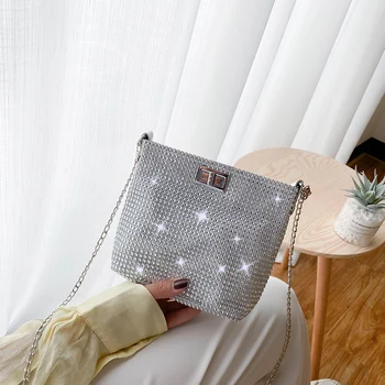

Rhinestone Shoulder Bags Classic Texture Creative Design Chic Ladies Elegant Chain Purse Evening Party Clutch Handbag