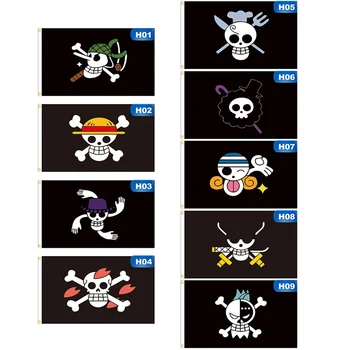 

150cmx90cm Japan Anime One Piece Luffy Flag Jolly Roger Pirate Flag Home Decor Polyester Banner