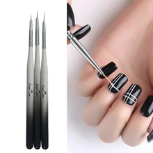 3 шт./компл. колонковая кисть для ногтей, кристаллый акриловый тонкая ручка-лайнер для рисования картины в полоску, с цветочным проектом, 2 стороны маникюрные инструменты для ногтей