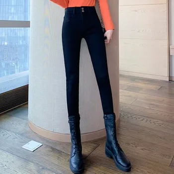 

Genayooa High Waist Pants Trousers Women Winter Autumn Black Bodycon Push Up Jeans Women Highstreet Warm Pencil Pants Women