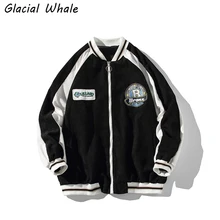 

GlacialWhale Mens Jacket Men 2021 New Fashion Patchwork Harajuku Baseball uniform Coat Hip Hop Japanese Streetwear Black Jackets