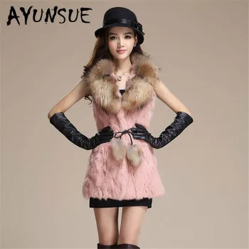 

AYUNSUE Faux Rabbit Fur Vest Women Fashion Artifical Rabbit Fur Vests Woman Fake Fur Coats Female Manteau Femme 811 YY1473