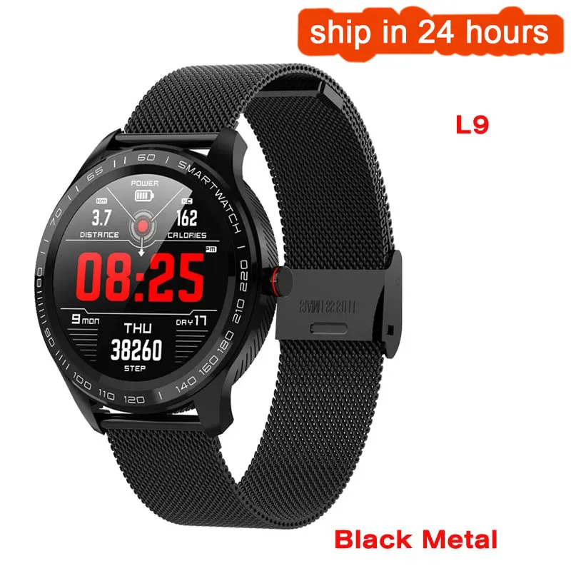 metal black L9 Смарт часы для мужчин IP68 Водонепроницаемый несколько спортивных ЭКГ PPG сердечного ритма Bluetooth Smartwatch кровяное давление кислорода VS L5 L7 - Цвет: metal black