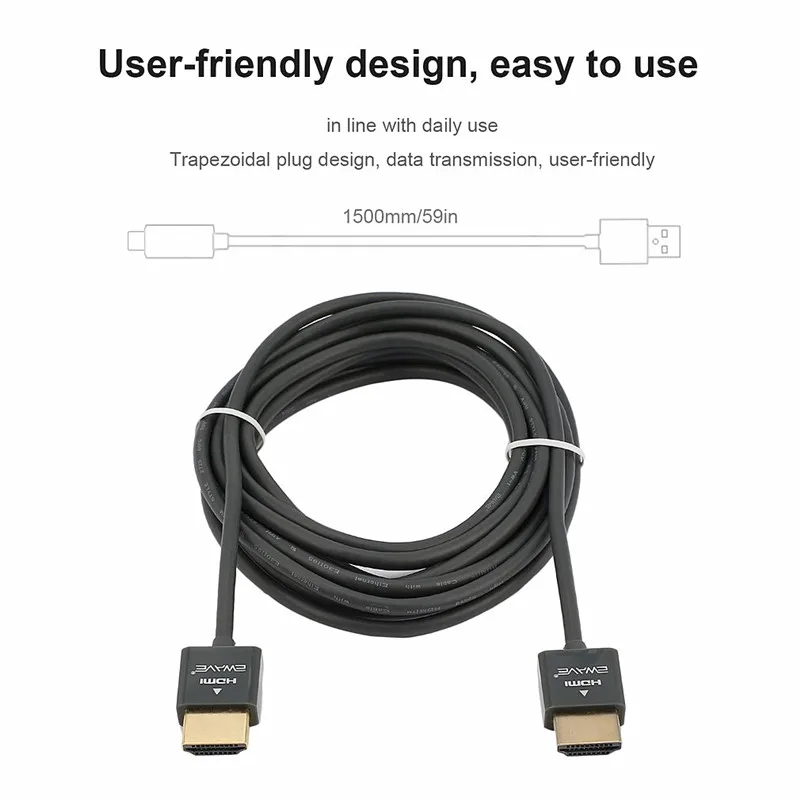 HDMI кабель супер ультра тонкий 10,2 Гбит/с Полоса пропускания 340 МГц для новых плоских 4K и 3D ТВ цифровых аудио видео сигналов передачи 1,5 м