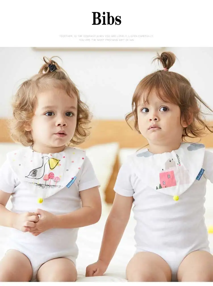 Милые детские нагрудники с рисунком Слюнявчики мягкие дышащие удобные регулируемые размеры для малышей от до 3 лет