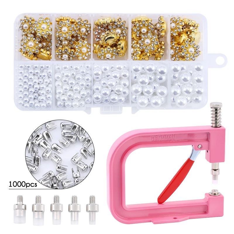 Torus Handheld Pearl and Rivet Setting Machine with Bead Screw Heads for DIY Fashion Accessories