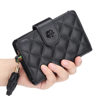 

Women's Short Wallet High Quality Ladies Wallets Plaid Zipper Mini Credit Card Holder Wallets PU Leather Ladies Short Wallets
