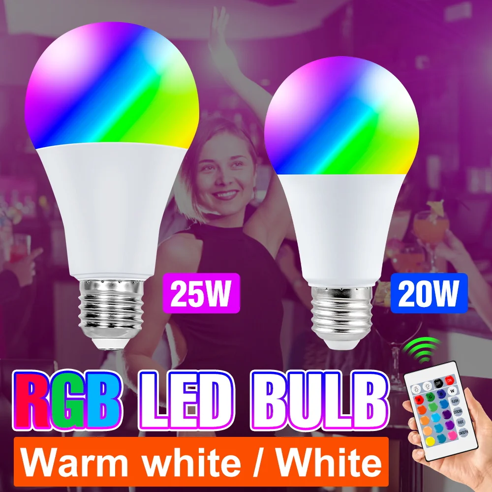 Tanie Lampa RGB E27 żarówka LED 220V inteligentna żarówka Led 20W